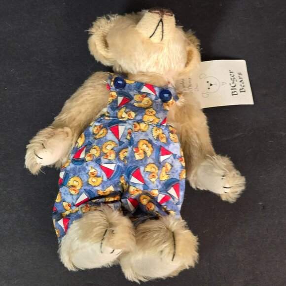 Deb Canham BIGger Bear "Beau" 10" Blonde Mohair Overalls Ducks Boats LE 54/500 - Picture 5 of 11
